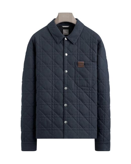 Dior Blue Cannage Overshirt With Leather Patch for men
