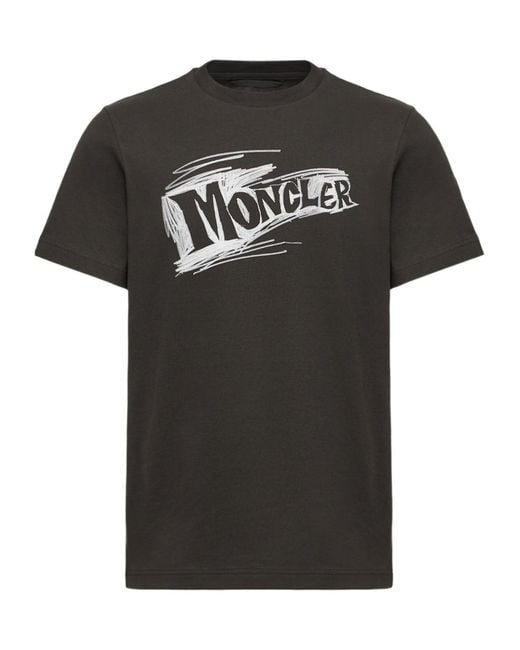Moncler Black Sketch Logo T-Shirt for men
