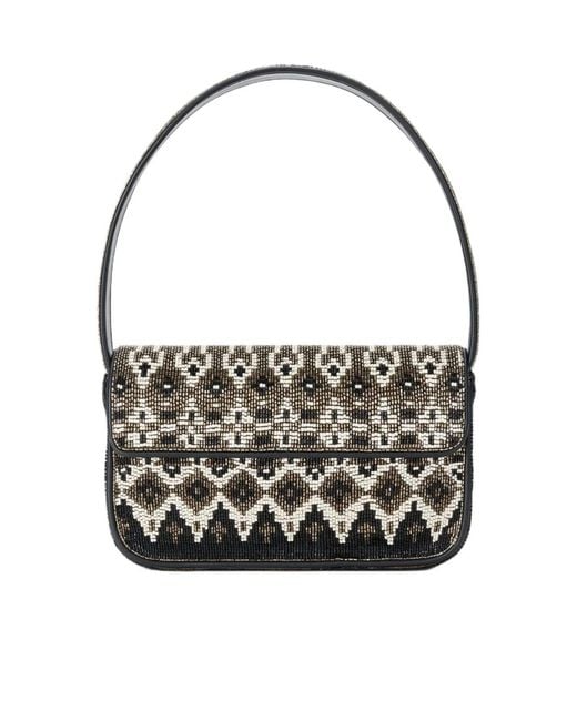 Staud Black Tommy Beaded Shoulder Bag