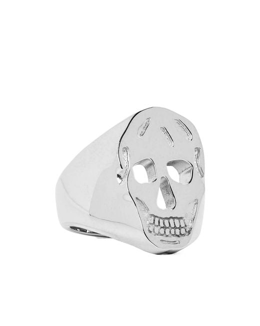 McQueen White Bold Statement Ring for men