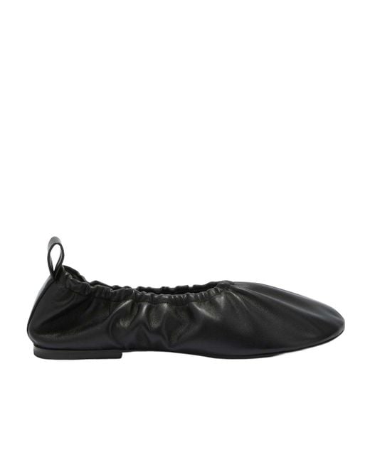 Jil Sander Black Gathered Detail Slip-On Flat Ballerinas