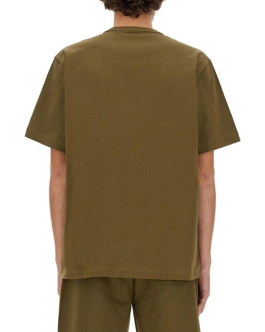 Helmut Lang Green Logo Printed Crewneck T-Shirt for men