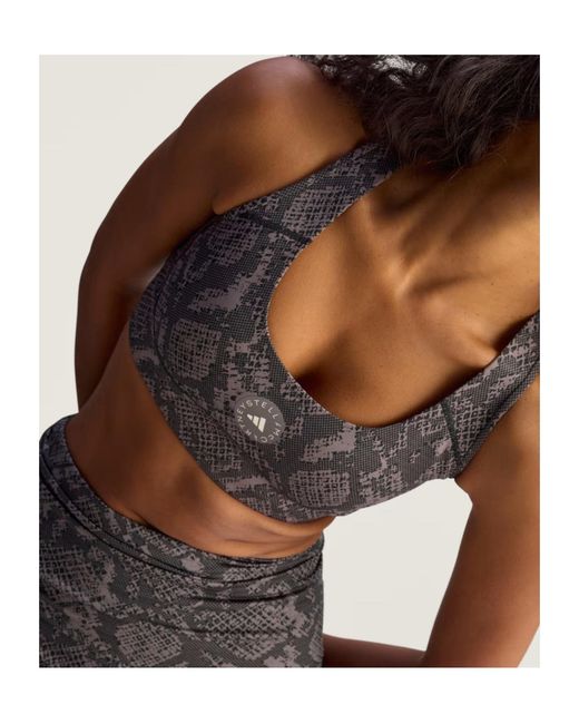 Adidas By Stella McCartney Gray Medium Support Printed Power Impact Training Bra