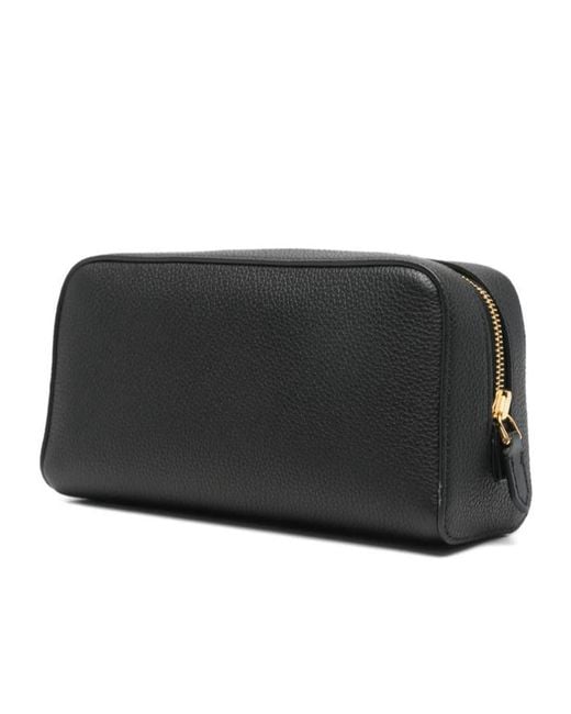 Tom Ford Black Grain Leather Smart Wash Bag for men
