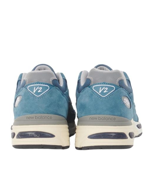 New Balance Blue 991V2 Lace-Up Sneakers for men