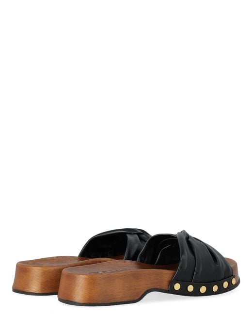 Ganni Brown Tia Fairy Studded Wedge Slides