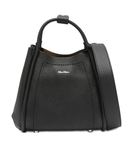 Max Mara Black Xs Marines Leather Tote Bag