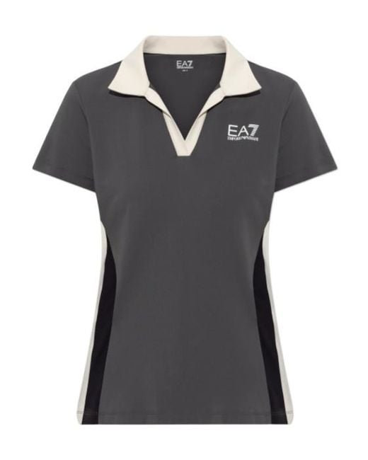 EA7 Black Logo-Print Colourblock T-Shirt