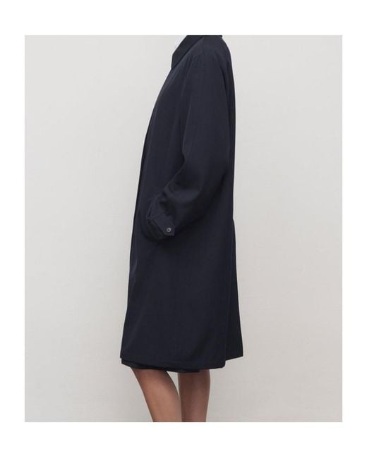 The Row Blue Single-Breasted Long Coat