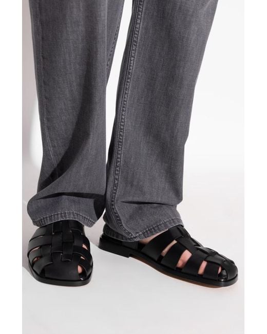 Bottega Veneta Black Square-Toe Sandals for men