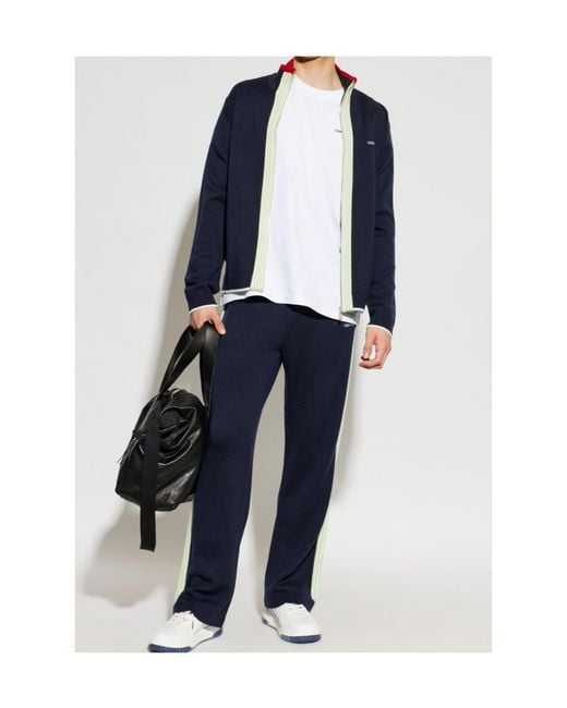 Casablanca Blue Logo-Embroidered Zip-Up Cardigan for men