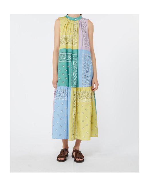 Weekend by Maxmara Blue Printed Cotton Poplin Dress