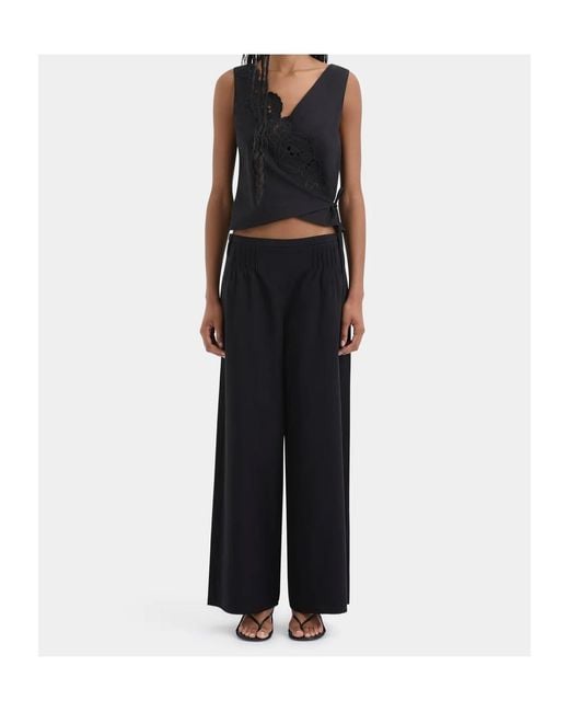 Sir Black Beatrice Pleated-Detailing Wide-Leg Trousers
