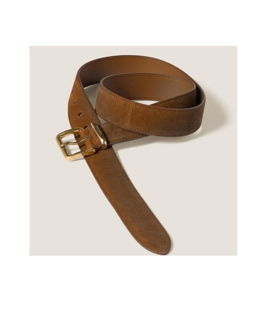 Miu Miu Brown Logo Engraved Buckle Belt