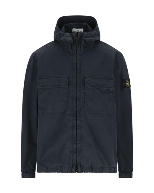 Stone Island Blue Windproof Hooded Jacket for men