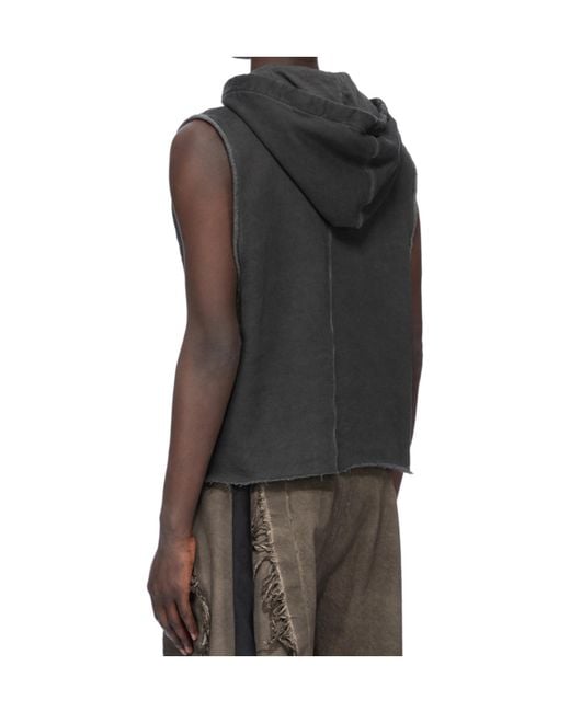 Rick Owens Black Sleeveless Sweatshirt for men