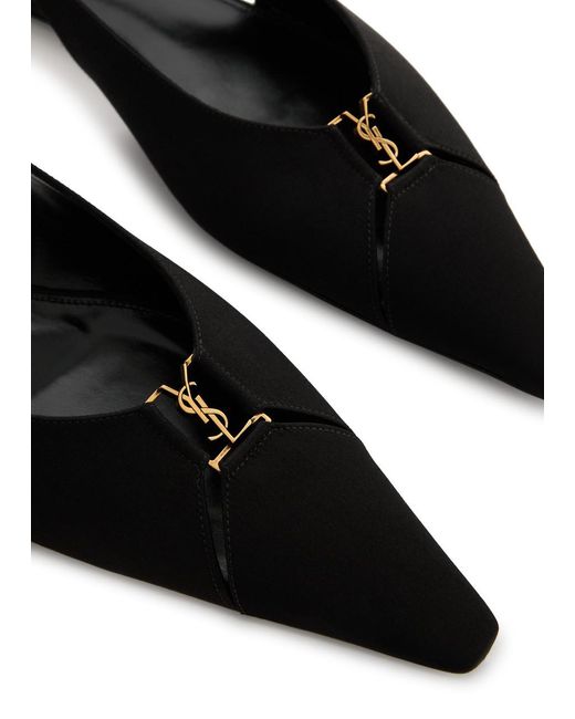 Saint Laurent Black Satin Flat Shoes