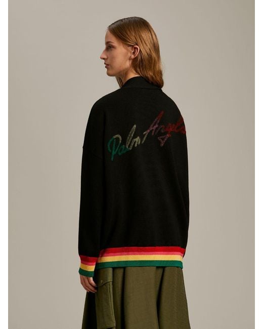 Palm Angels Black Miami Logo V-Neck Cardigan
