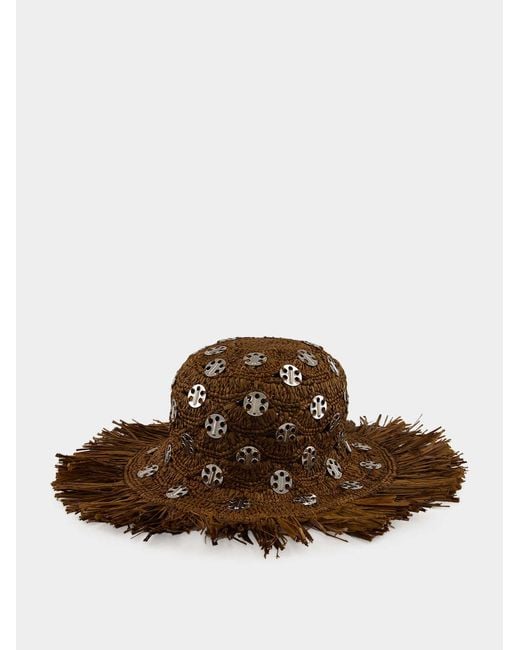 Rabanne Brown Rabanne 1969 Discs Fringed Sun Hat