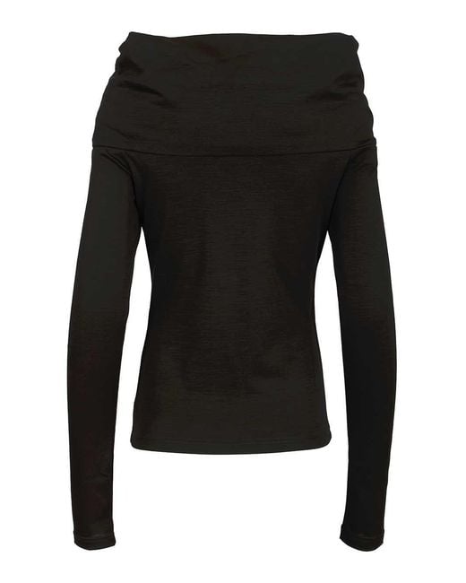 Max Mara Black Orafo Off-Shoulder Knit Top