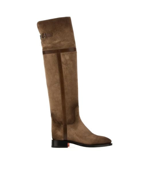 Santoni Brown Janelle Knee-High Boots