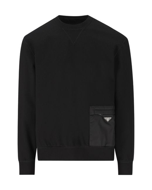 Prada Black Crew Neck Long-Sleeved Sweatshirt for men