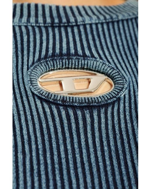 DIESEL Blue M-Anchor-A Cut-Out Ribbed Top