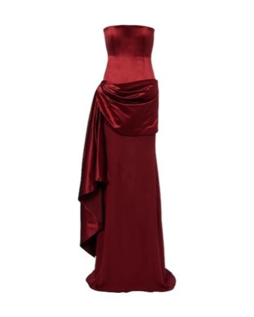 Alex Perry Red Draped Silk Corset Gown