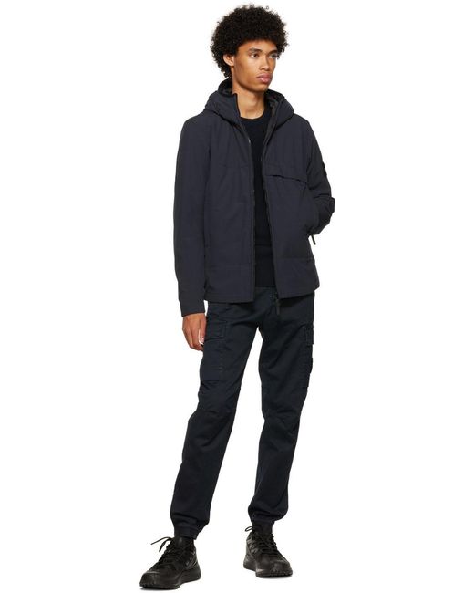 Stone Island Blue Hoded Zipper Casual Jacket for men