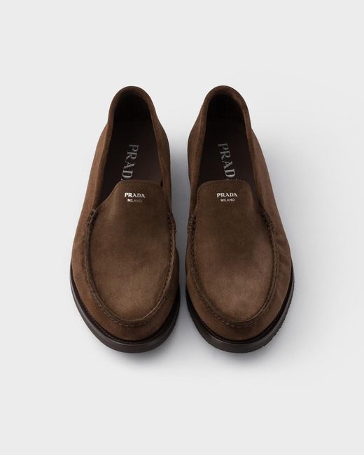 Prada Brown Ruched Slip-On Loafers for men