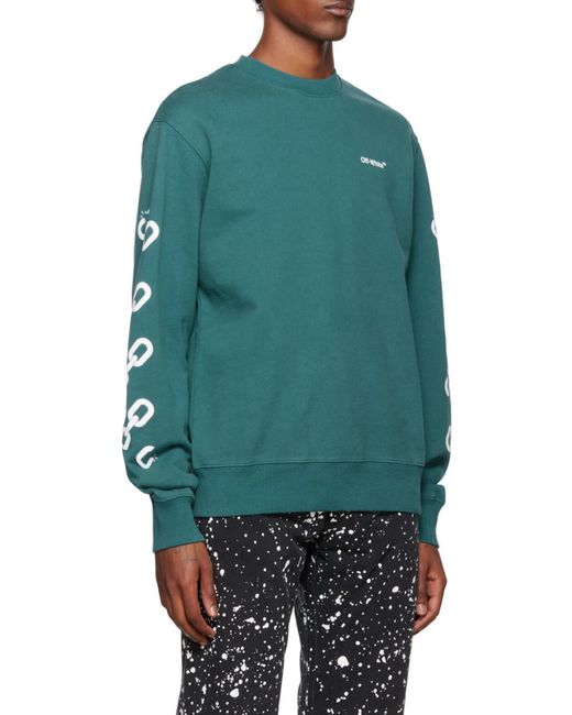 Off-White c/o Virgil Abloh Blue Chain Arrows Print Crew Neck Sweatshirt for men
