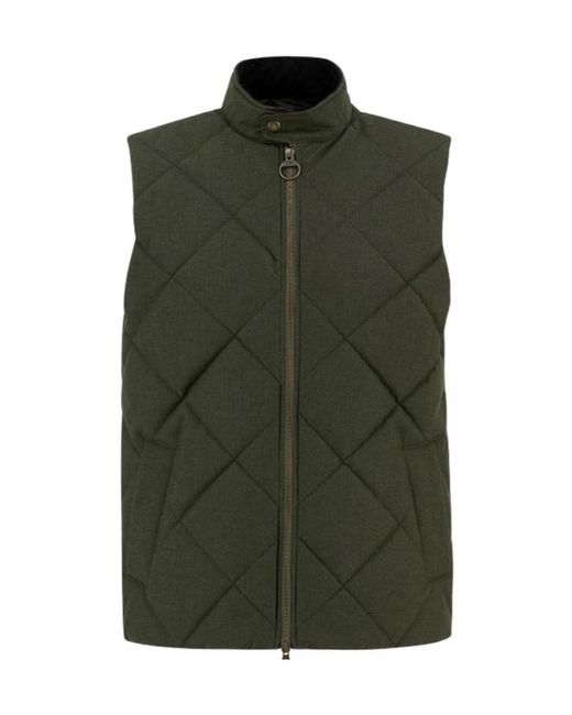 Barbour Green Stand-Up Collar Zip-Up Vest for men