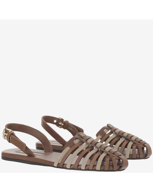 Miu Miu Brown Round-Toe Flat Sandals