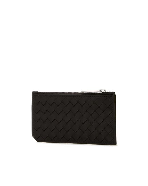Bottega Veneta Black Intreccio Zipped Wallet for men