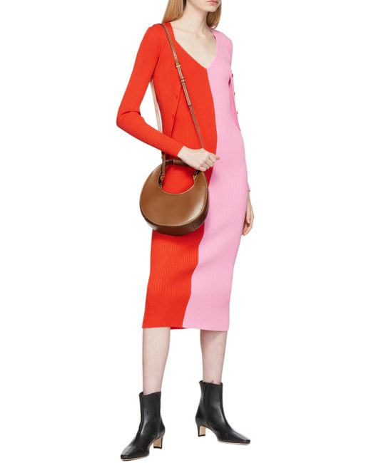 Staud Brown Moon Strapped Mini Shoulder Bag