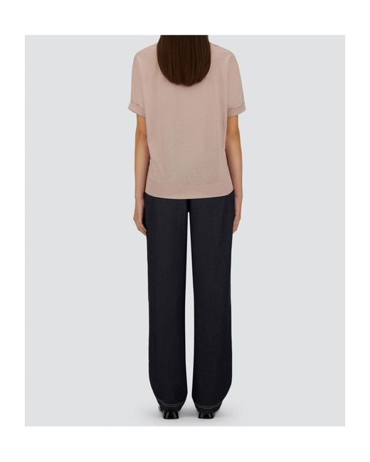 Herno Pink Resort Pleated Jersey T-Shirt