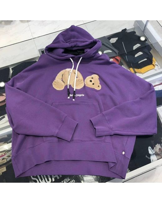 Palm Angels Purple Graphic-Print Hoodie for men