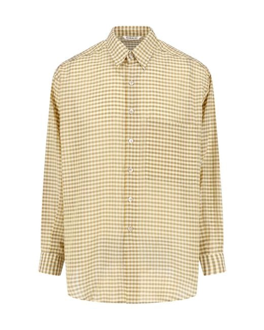 Auralee Natural Airy Gingham-Check Shirt for men