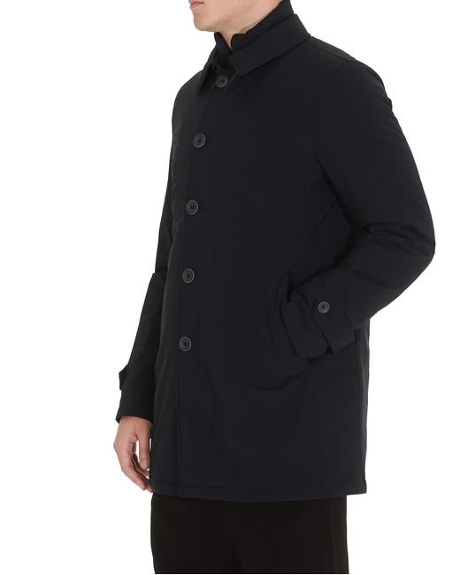 Herno Blue Buttoned Down High-Neck Coat for men