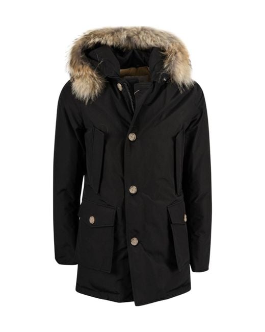 Woolrich Black Arctic Detachable Fur Parka for men