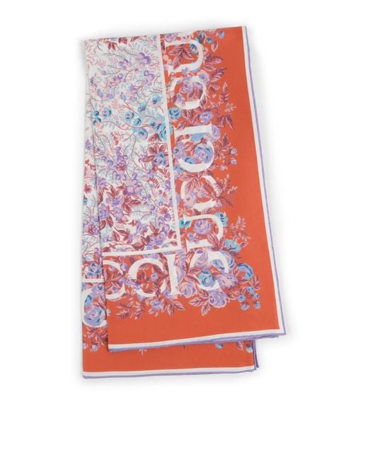 Gucci Red Printed Silk Twill Carré