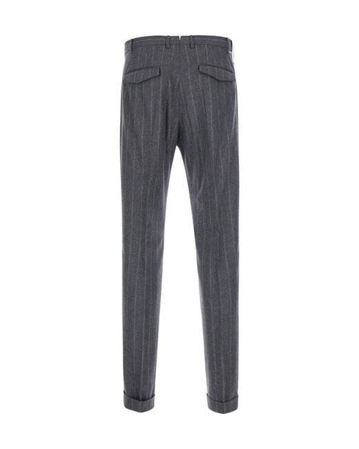 Pt Pantaloni Gray Striped Casual Trousers for men