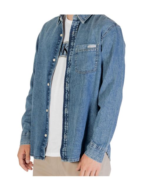 Calvin Klein Blue Denim Button-Up Shirt for men
