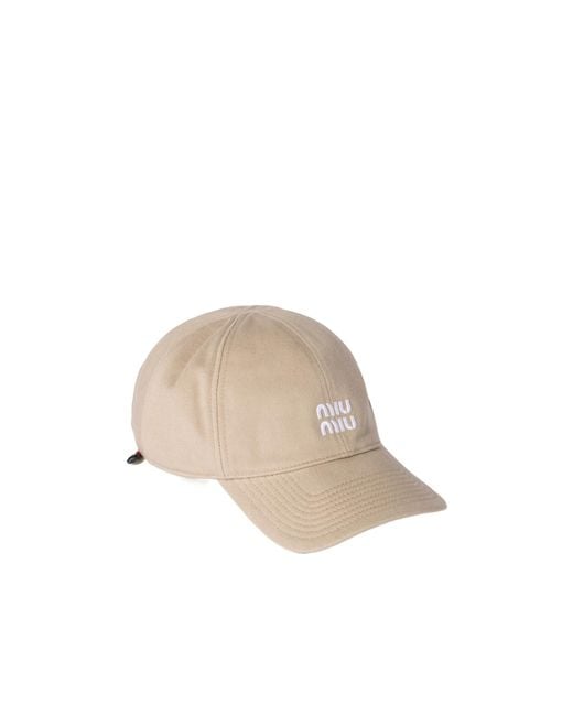 Miu Miu White Logo Embroidered Baseball Cap
