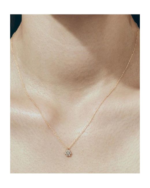 Sophie Bille Brahe Metallic Flower Pendant Diamond Necklace