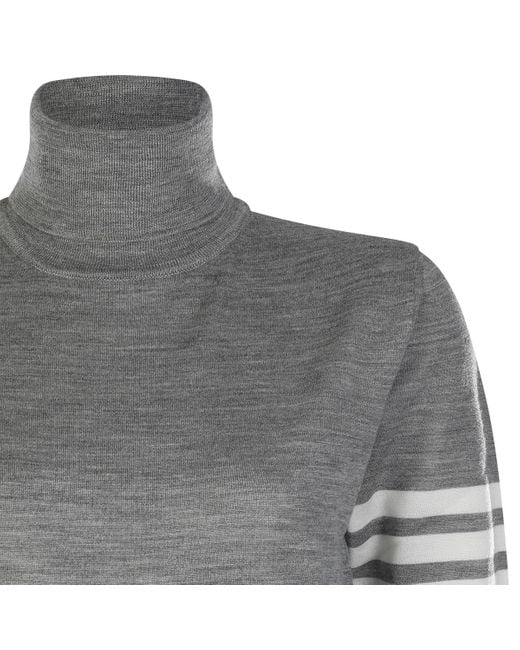 Thom Browne Gray Roll Neck Knitted Jumper