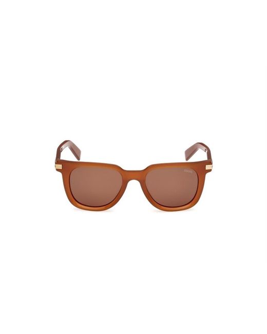Zegna Brown Full Frame Sunglasses for men