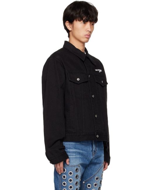 we11done Black Print Denim Jacket for men