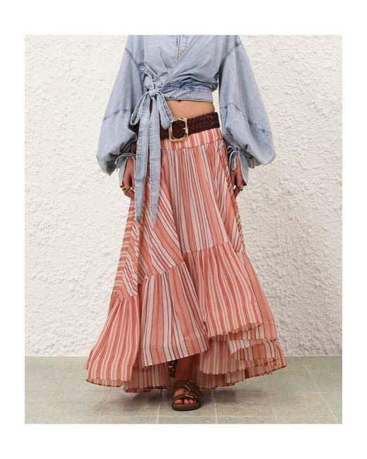 Zimmermann Pink Bohemien Rebellion Midi Skirt