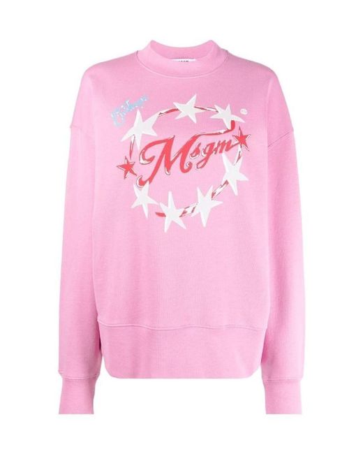 MSGM Pink Logo-Print Sweatshirt